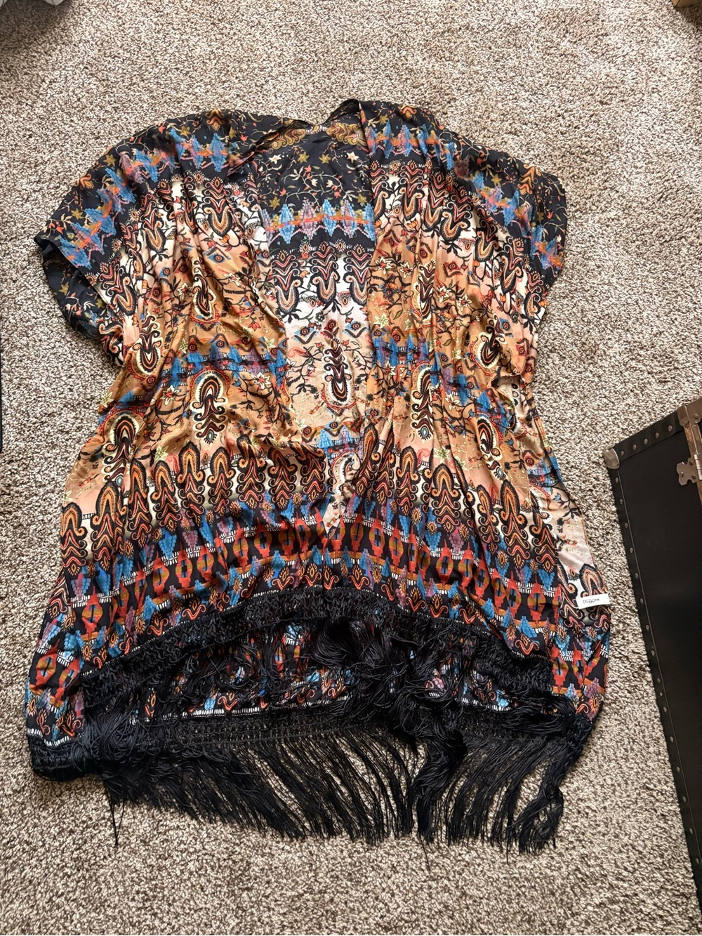Boho Fringe Kimono Top in Multicolor